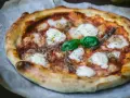 Pyszna pizza z anchois, mozzarellą i bazylią. Jeden z wielu pysznych rodzajów pizzy, idealna na każdą okazję.